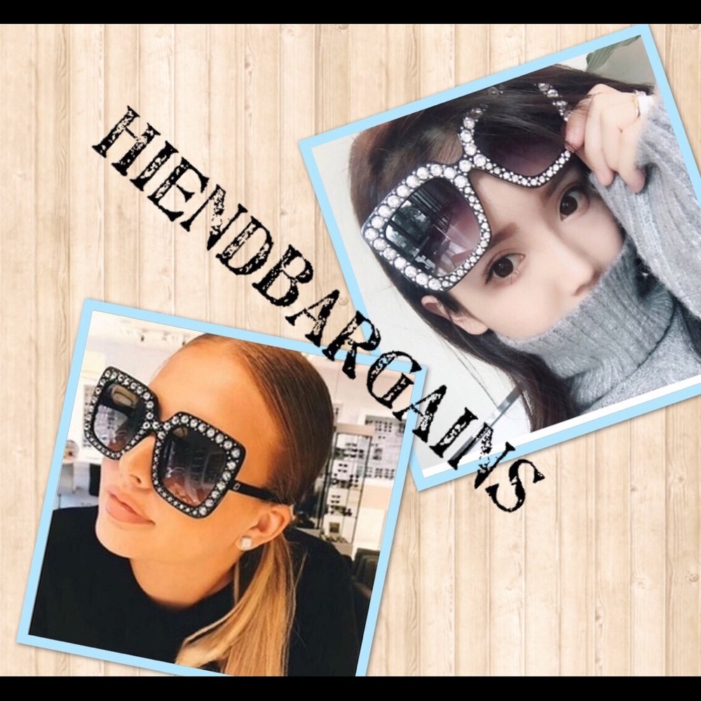 ✨NEW! ✨HP✨Diamond bling black oversized sunnies - Picture 6 of 7